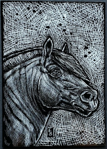 Aceo original horse - aceo,